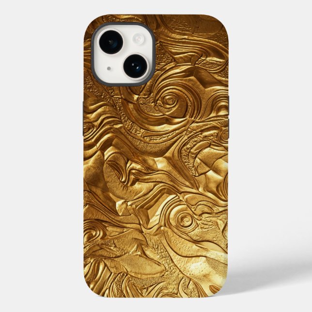 Luxury 3D Metallic Liquid Gold Texture iPhone Case (Verso)