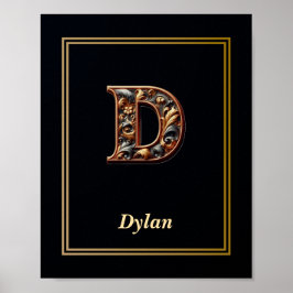 Luxury Baroque Letter D Monogram Poster 
