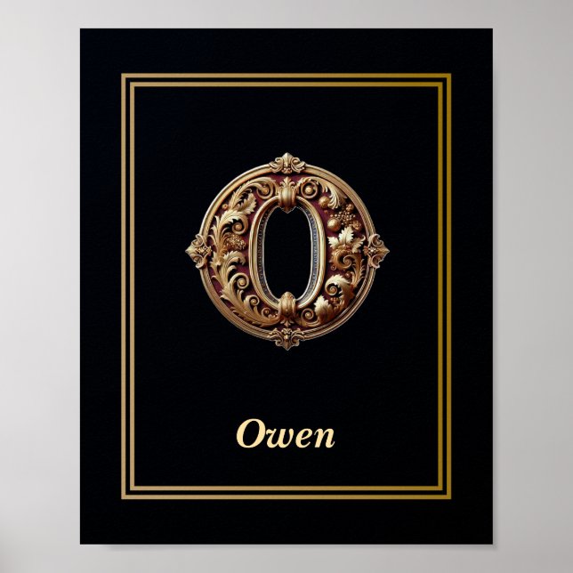 Luxury Baroque Letter O Monogram Poster  (Frente)