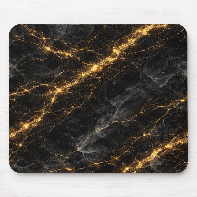 Luxury Black and Gold Marble Mouse Pad (Frente)
