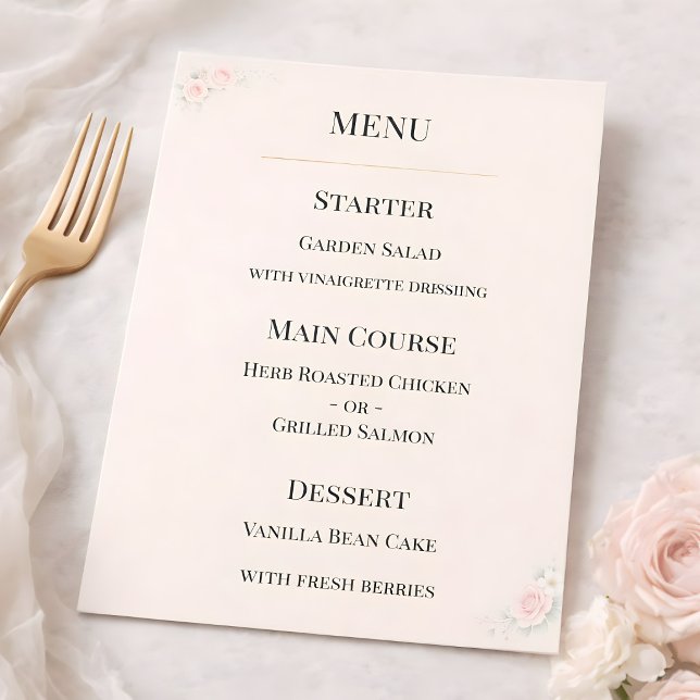 Luxury Blush Floral Wedding Menu (Criador carregado)
