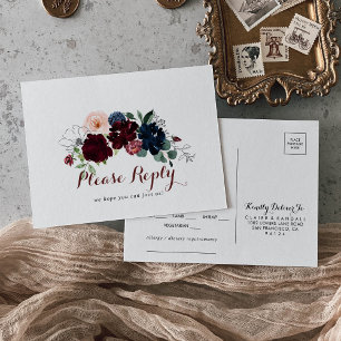 Luxury Boho Colorido Menu Floral Escolha RSVP