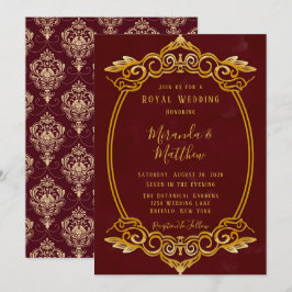 Luxury Burgundy e Dourado Convite Real ao Casament