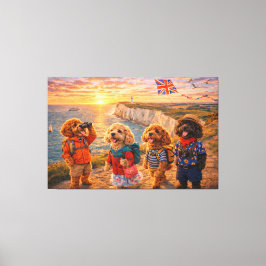 Luxury Cockapoo British Coastal Wall Art Canvas 