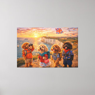 Luxury Cockapoo British Coastal Wall Art Canvas 
