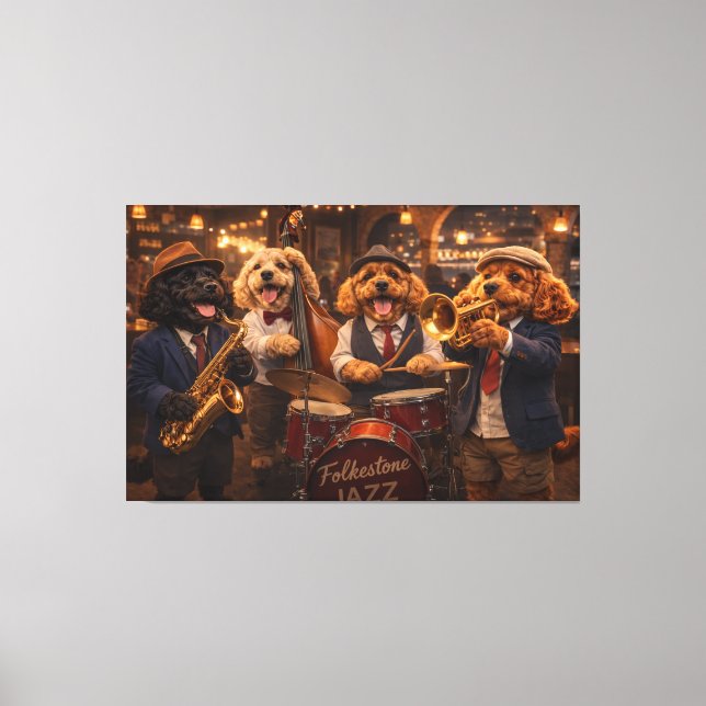 Luxury Cockapoo Jazz Band Wall Art Canvas Print (Frente)