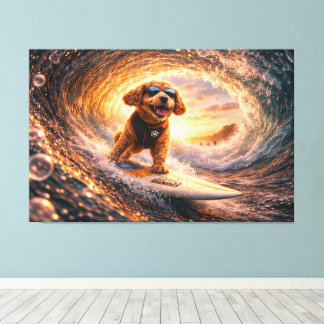 Luxury Cockapoo Surf Canvas – Ocean Dog Art