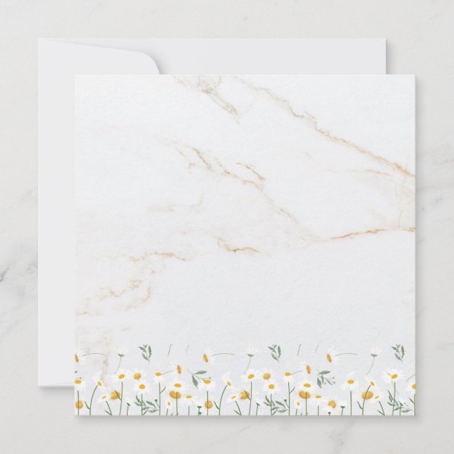 Luxury Daisy Gold Frame Marble Blank Card (Frente)