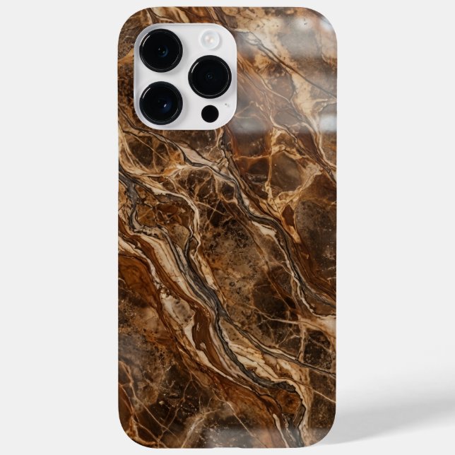Luxury Dark Brown and Gold Marble iPhone Case (Verso)