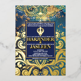 Luxury Glitter Blue Sikh Anand Karaj Indian