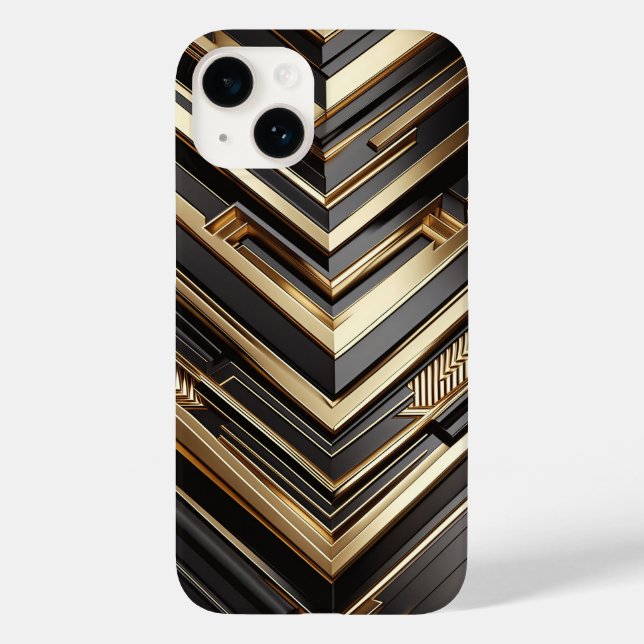Luxury Gold and Black Geometric Phone Case Modern (Verso)