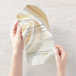 Luxury Gold Minimalist IFoil All in One Invitation