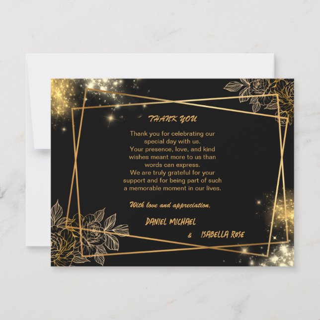 Luxury Gold THANK YOU Wedding Card (Frente)