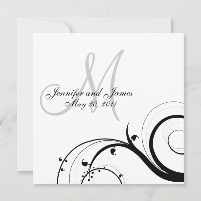 Luxury Monograma de Casamento Convite de Casamento (Frente)