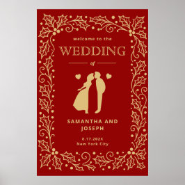 Luxury Red & Antique-Gold Wedding Poster