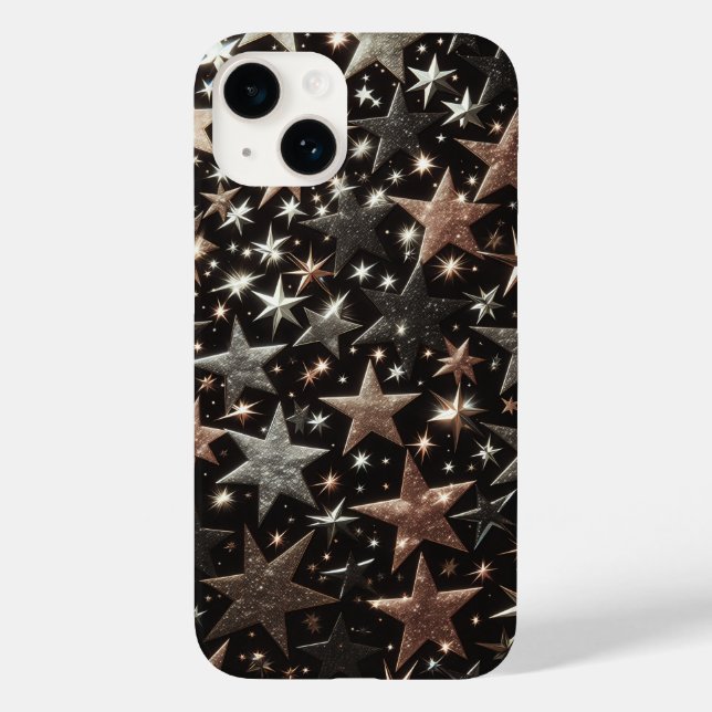 Luxury Sparkling Stars Phone Case - Rose Gold  (Verso)