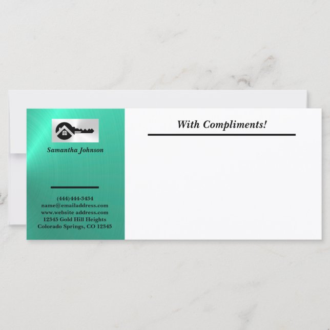 Luxury Turquoise Black Key With Compliments Slip (Frente)