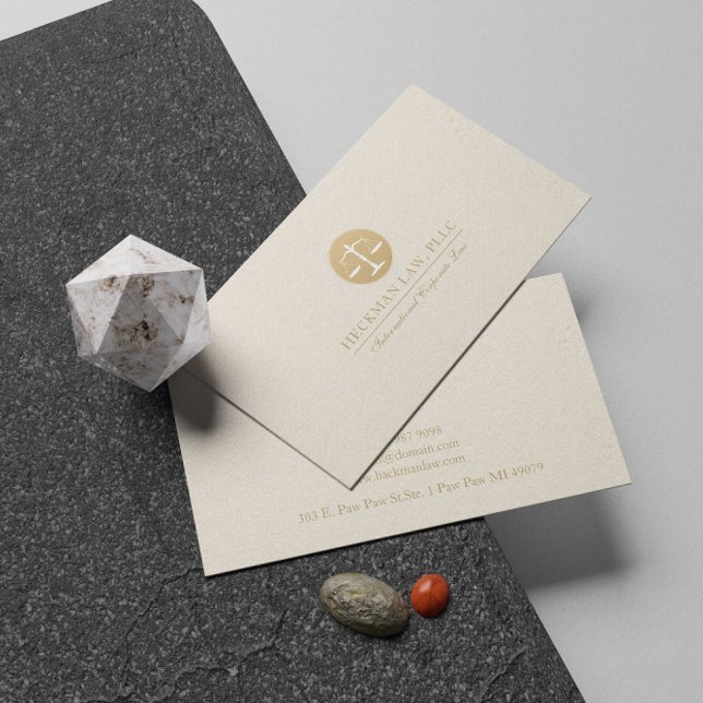 Luz bege Linen Dourada, Cartão de visita de logoti (Criador carregado)