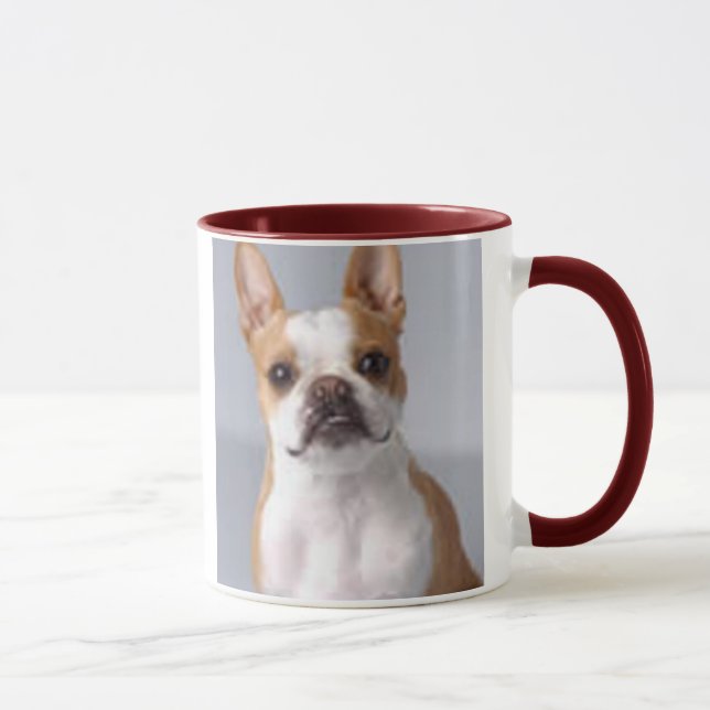 Luz - caneca marrom do cão de Boston Terrier (Direita)