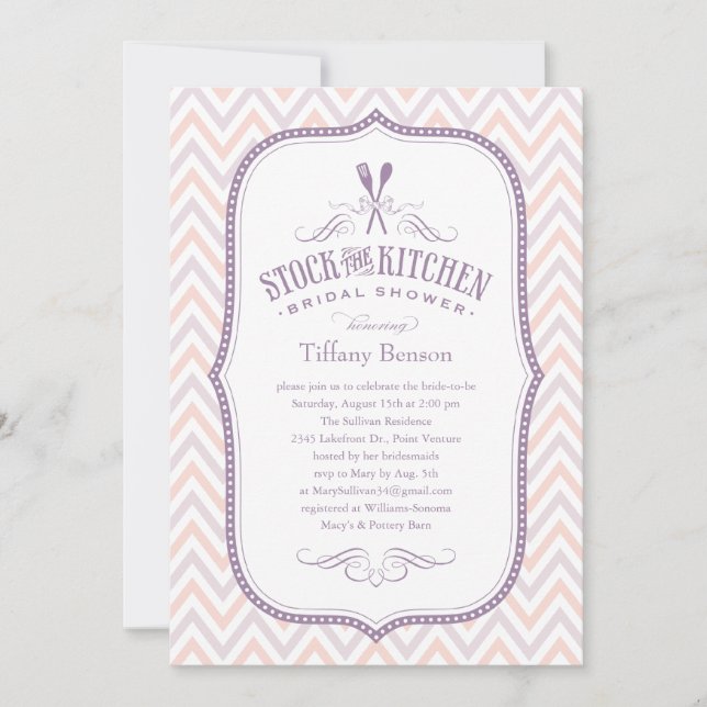 Luz - convites do chá da cozinha das listras do (Frente)