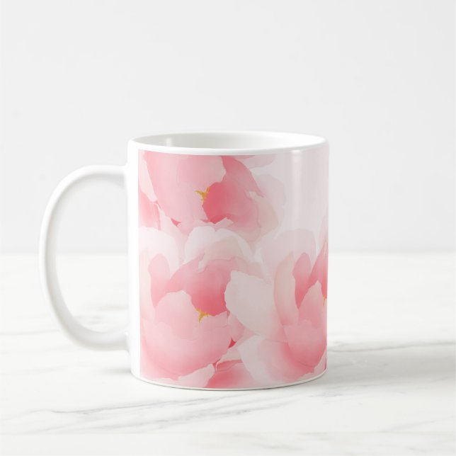 Luz floral da peônia da aguarela - caneca (Esquerda)