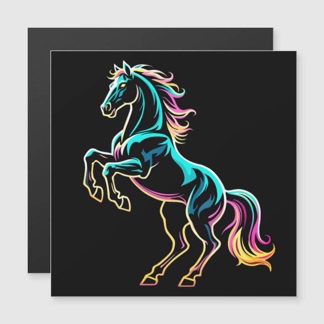 Luz Neon de Cavalo Efeito Glitch Estilo Retro (Frente/Verso)