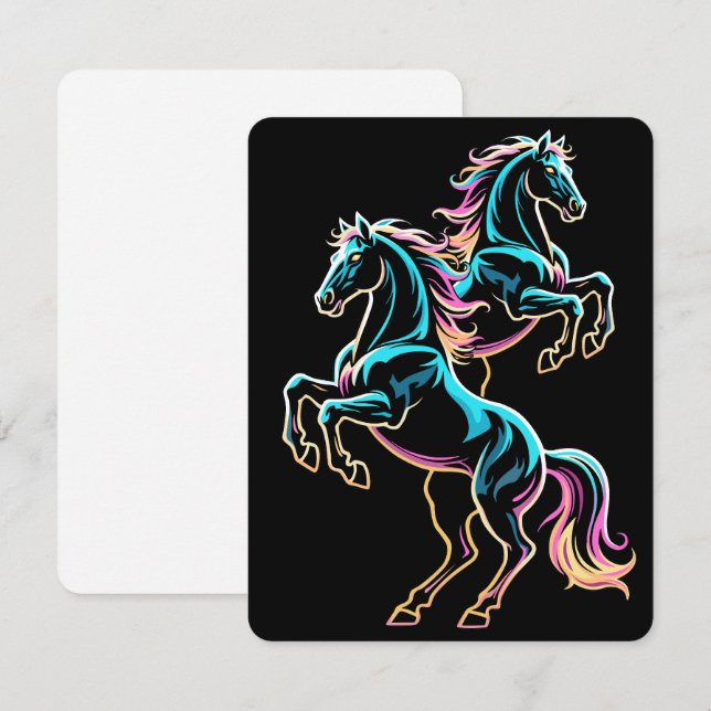 Luz Neon de Cavalo Glitch Estilo Retro (Frente/Verso)
