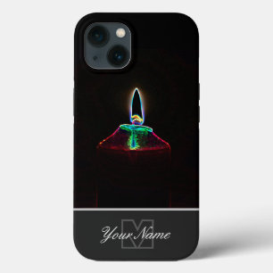 Luz romântica de velas neon-Pop-Art com Monograma!