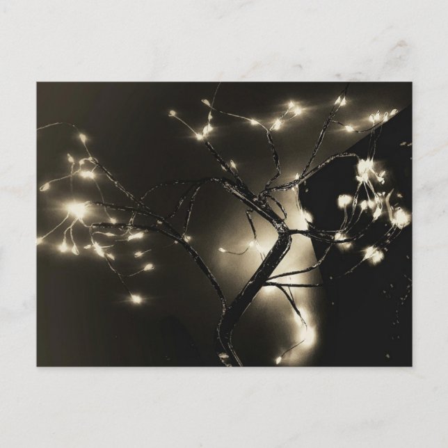 Luzes abstratas Cartão postal preto e branco (Frente)