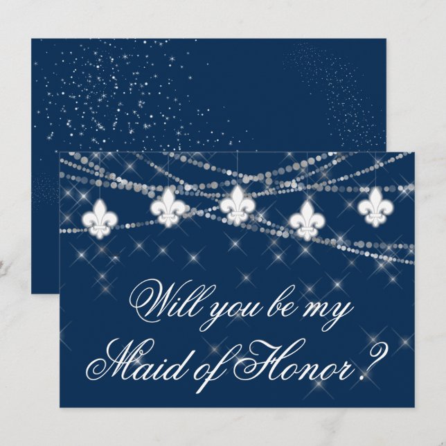 Luzes azuis de Fleur de Lis | Seja a minha Madrinh (Frente/Verso)