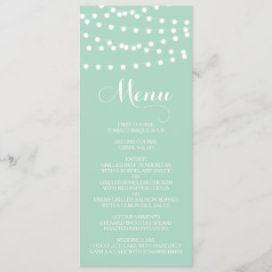 Luzes brancas de fada Cartão de Menu Mint Weddin