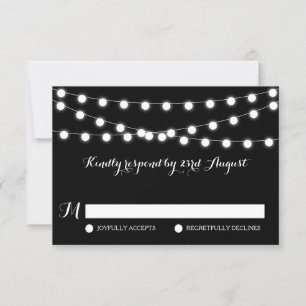 Luzes brancas de fada   Cartão RSVP de Casamento N