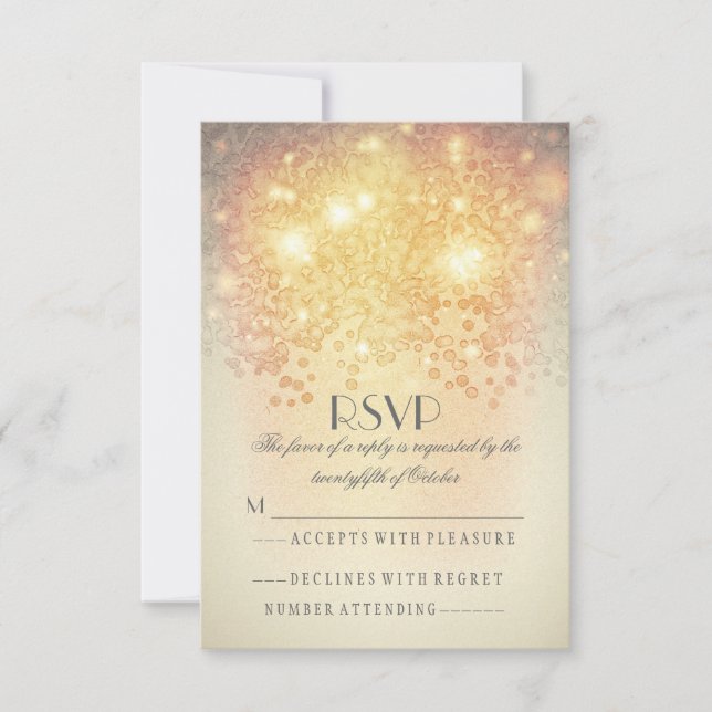 Luzes brilhantes da Elegage, placas de RSVP de cas (Frente)