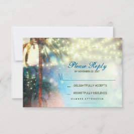 Luzes cintilantes palmeiras praia casamento RSVP