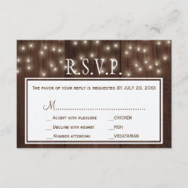 Luzes cintilantes para casamentos de madeira rsvp