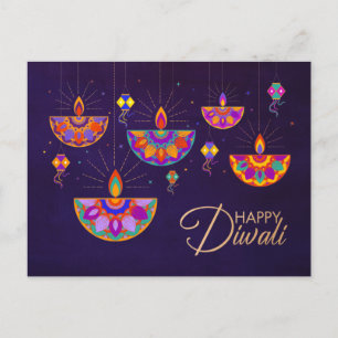 Luzes coloridas Cartão postal Happy Diwali