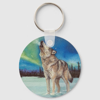 Luzes dançarinas uivando lobo chaveiro