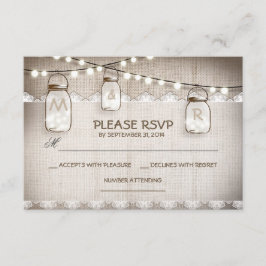 Luzes de arromba e cartão RSVP de casamento Mason