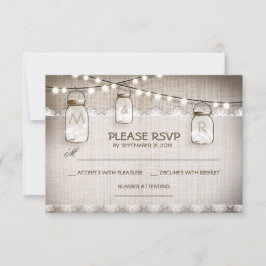 Luzes de arromba e cartão RSVP de casamento Mason 