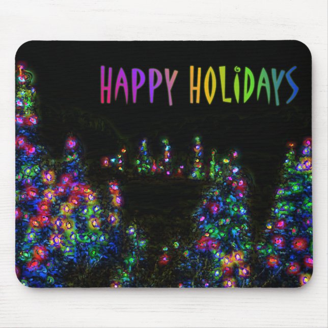 Luzes de árvore de Feliz Natal Mousepad (Frente)