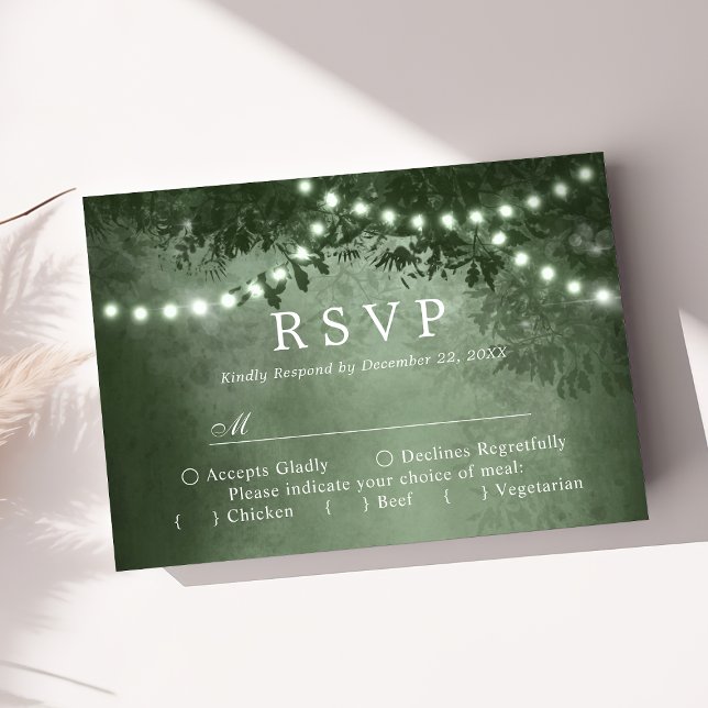 Luzes de Árvore Rústica Verde RSVP de Casamento na (Criador carregado)