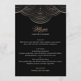 Luzes de Corda Art Déco Dourado Preto Menu Plano