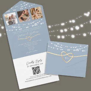 Luzes de Corda Azul Empoeiradas Casamento Código Q