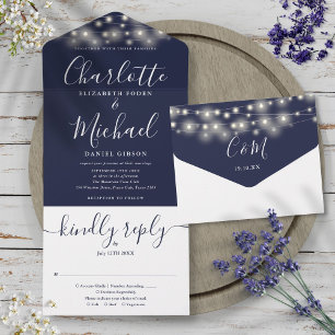 Luzes de Corda Azul Marinho Casamento Elegante