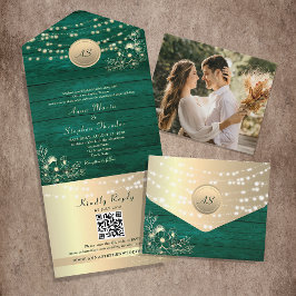 Luzes de Corda Casamento Verde Esmeralda Código QR