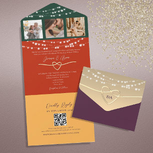 Luzes de Corda Chiques Código QR Casamento