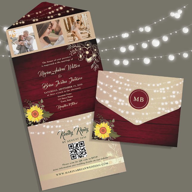 Luzes de Corda de Girassol Casamento Código QR (Criador carregado)