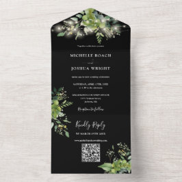 Luzes de Corda Folhagens Florais Código QR Casamen