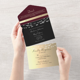 Luzes de Corda Preto Dourado Borgonha Casamento
