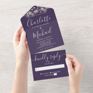 Luzes de Corda Roxas Casamento Moderno Script